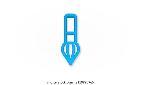 brush 3d line flat color icon. Realistic vector illustration. Pictogram isolated. Top view. Colorful transparent shadow design.