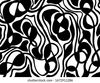 Brush abstract pattern. Grunge texture. Background. White and black vector.