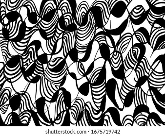Brush abstract pattern. Grunge texture. Background. White and black vector.