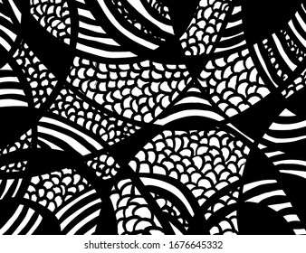 Brush abstract pattern. Grunge texture. Background. White and black vector.