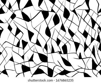 Brush abstract pattern. Grunge texture. Background. White and black vector.