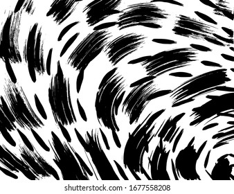 Brush abstract pattern. Grunge texture. Background. White and black vector.