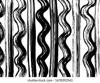 Brush abstract pattern. Grunge texture. Background. White and black vector.