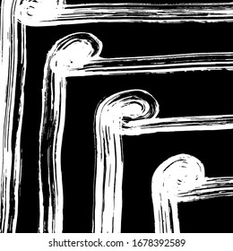 Brush abstract pattern. Grunge texture. Background. White and black vector.
