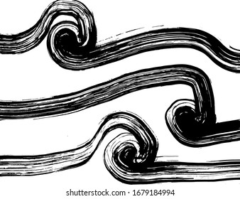 Brush abstract pattern. Grunge texture. Background. White and black vector.