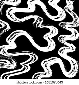 Brush abstract pattern. Grunge texture. Background. White and black vector.