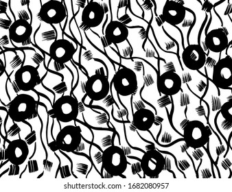 Brush abstract pattern. Grunge texture. Background. White and black vector.