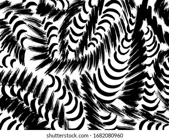 Pinselabstraktes Muster. Grunge Textur. Hintergrund. Weiße und schwarze Vektorillustration.