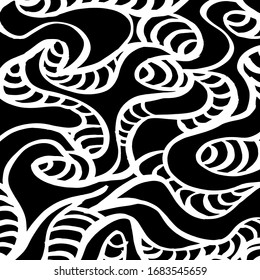 Brush abstract pattern. Grunge texture. Background. White and black vector.