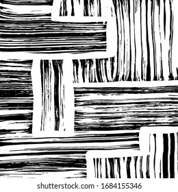 Brush abstract pattern. Grunge texture. Background. White and black vector.