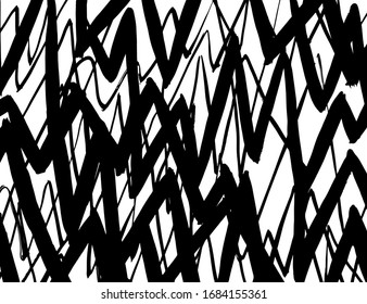 Brush abstract pattern. Grunge texture. Background. White and black vector.