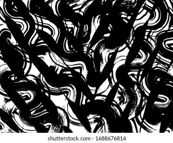 Brush abstract pattern. Grunge texture. Background. White and black vector.