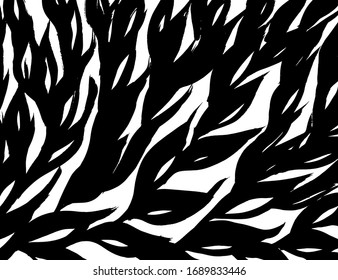 Brush abstract pattern. Grunge texture. Background. White and black vector.