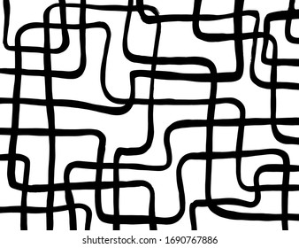 Brush abstract pattern. Grunge texture. Background. White and black vector.
