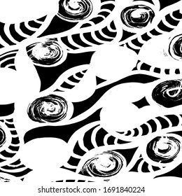Brush abstract pattern. Grunge texture. Background. White and black vector.