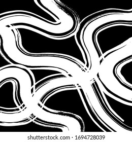 Brush abstract pattern. Grunge texture. Background. White and black vector.