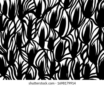 Brush abstract pattern. Grunge texture. Background. White and black vector.