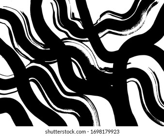 Brush abstract pattern. Grunge texture. Background. White and black vector.