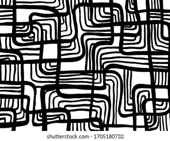 Brush abstract pattern. Grunge texture. Background. White and black vector.