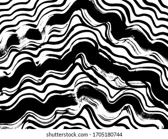 Brush abstract pattern. Grunge texture. Background. White and black vector.