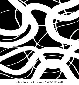 Brush abstract pattern. Grunge texture. Background. White and black vector.