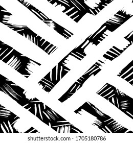 Brush abstract pattern. Grunge texture. Background. White and black vector.