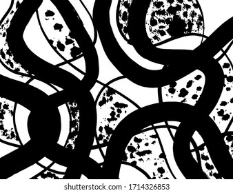 Brush abstract pattern. Grunge texture. Background. White and black vector.