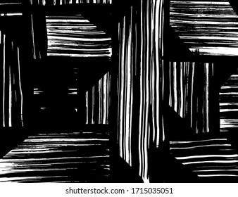 Brush abstract pattern. Grunge texture. Background. White and black vector.