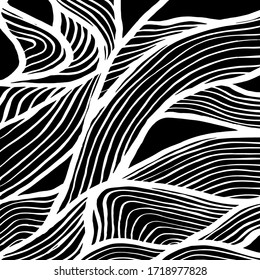 Brush abstract pattern. Grunge texture. Background. White and black vector.