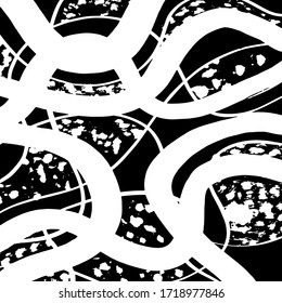 Brush abstract pattern. Grunge texture. Background. White and black vector.