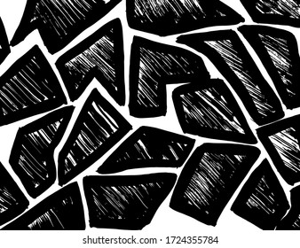 Brush abstract pattern. Grunge texture. Background. White and black vector.