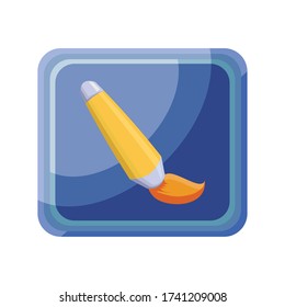 icono de aplicación de pincel en diseño de ilustración de vector de fondo blanco