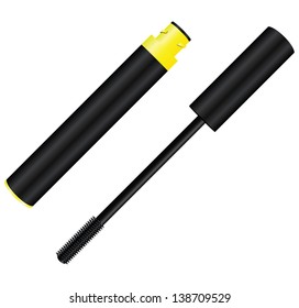 Brush for applying mascara on the eyelashes. Vector illustration.