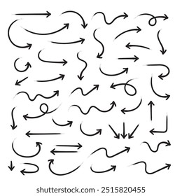 Brush Arrows Set on White Background