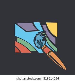 brush art icon on dark background
