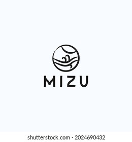 brush art Mizu logo design vector. brush water logo business template 