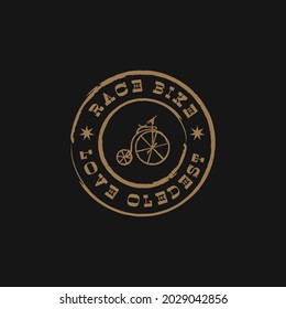 brush art old bike logo vector design illustration, vintage unique race bike logo business template with retro styles 