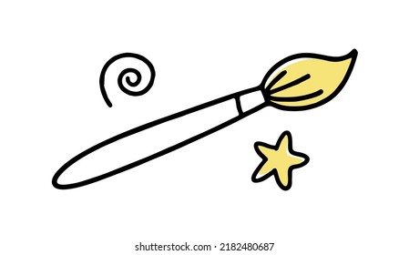 The brush of the artist clipart doodle. Vector illustration in line 
