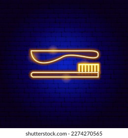 Cepillo para el signo de la neón de baño. Ilustración vectorial del procedimiento de lavado. Limpiar y lavar. Promoción de la lámpara de pie brillante.