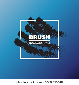 Brush black paint ink stroke over square frame. Vector illustration