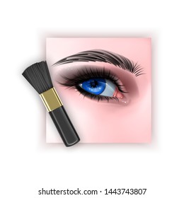 Brush to blend eye shadow, a makeup brush in a realistic style, vector EPS 10 format