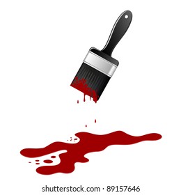 Brush with blood. Vector illustration.
