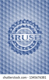 Brush blue hexagon emblem.