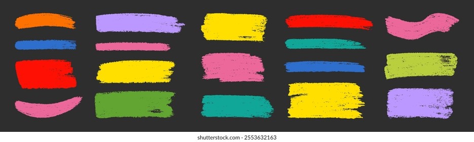 Brush box paint background frame. Brush paint stroke for text box square frame. Vector hand drawn banner background set for highlight design graphic element. Square banner stroke vector illustration.