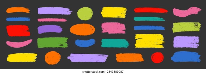 Anuncio de texto de fondo de pintura de cuadro de pincel. Pincelada de pincelada para cuadro de texto marco cuadrado. Conjunto de fondo de marco dibujado a mano de Vector para elemento gráfico de diseño destacado. Vector de carrera de Anuncio cuadrado