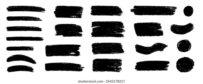 Brush box paint background text banner. Brush paint stroke for text box square frame. Vector hand drawn frame background set for highlight design graphic element. Square banner stroke vector