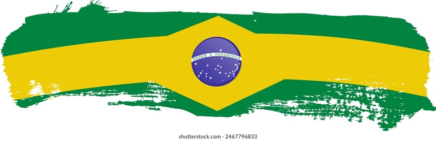 Brush Brasilien Flagge , Vektorillustration auf einem weißen Hintergrund