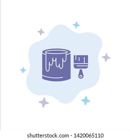 Brush, Bucket, Paint, Painting Blue Icon on Abstract Cloud Background