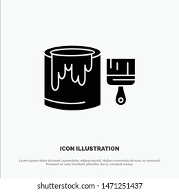 Brush, Bucket, Paint, Painting solid Glyph Icon vector. Vector Icon Template background