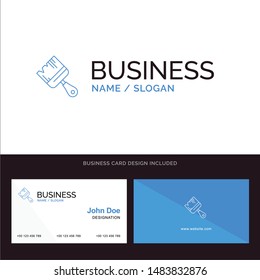 Brush, Building, Construction, Paint Blue Business logo and Business Card Template. Front and Back Design